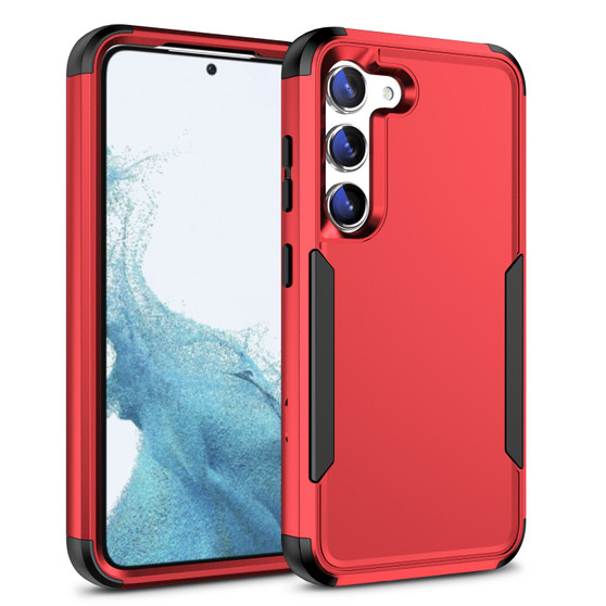 Cubix Capsule Back Cover For Samsung Galaxy S23 Shockproof Dust Drop Proof 3-Layer Full Body Protection Rugged Heavy Duty Durable Cover Case (Red)