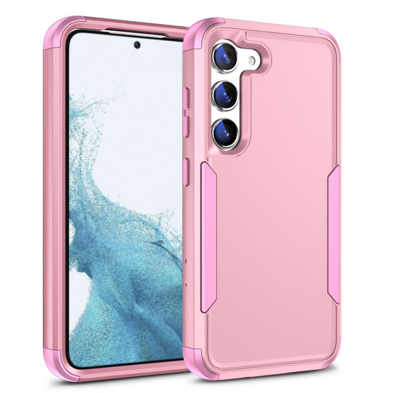 Cubix Capsule Back Cover For Samsung Galaxy S23 Shockproof Dust Drop Proof 3-Layer Full Body Protection Rugged Heavy Duty Durable Cover Case (Pink)