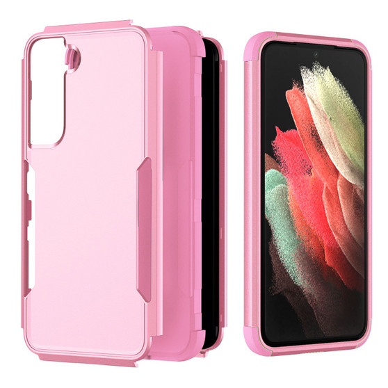 Cubix Capsule Back Cover For Samsung Galaxy S22 Plus Shockproof Dust Drop Proof 3-Layer Full Body Protection Rugged Heavy Duty Durable Cover Case (Pink)