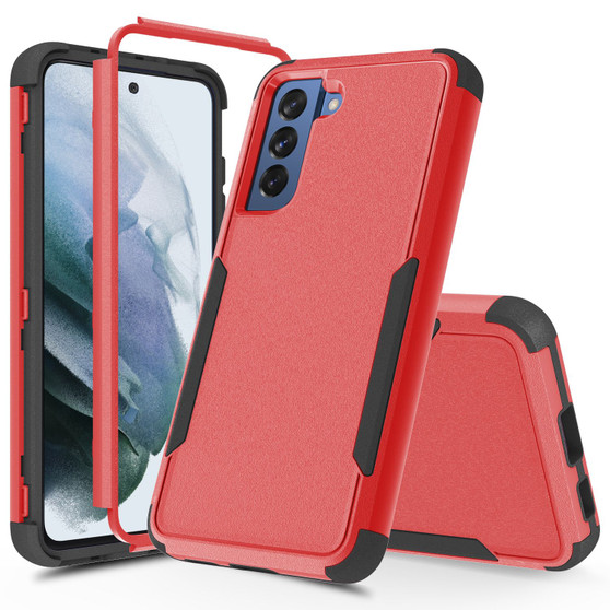 Cubix Capsule Back Cover For Samsung Galaxy S21 FE 5G Shockproof Dust Drop Proof 3-Layer Full Body Protection Rugged Heavy Duty Durable Cover Case (Red)