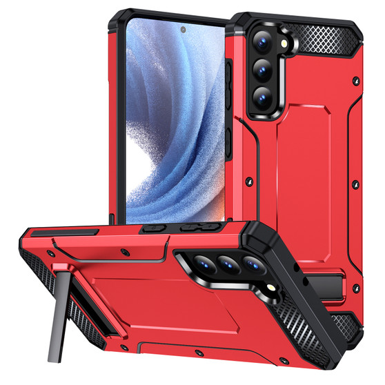 Cubix [Tough Armor] Case for Samsung Galaxy S21 Plus [Military-Grade Drop Tested] Slim Rugged Defense Shield Shock Resistant Hybrid Heavy Duty Back Cover Kickstand (Red)