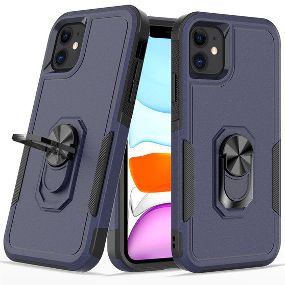 Cubix Mystery Case for Apple iPhone 11 Military Grade Shockproof with Metal Ring Kickstand for Apple iPhone 11 Phone Case - Navy Blue