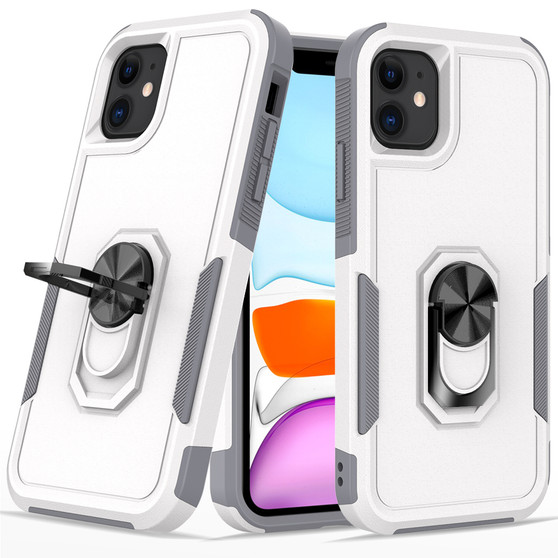 Cubix Mystery Case for Apple iPhone 11 Military Grade Shockproof with Metal Ring Kickstand for Apple iPhone 11 Phone Case - White