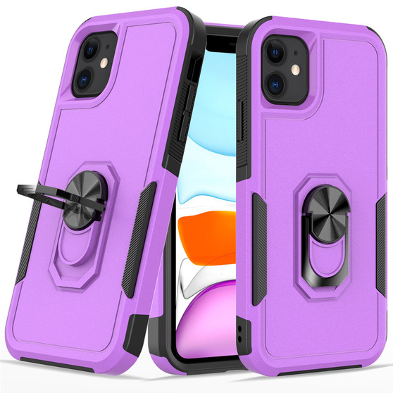 Cubix Mystery Case for Apple iPhone 11 Military Grade Shockproof with Metal Ring Kickstand for Apple iPhone 11 Phone Case - Purple