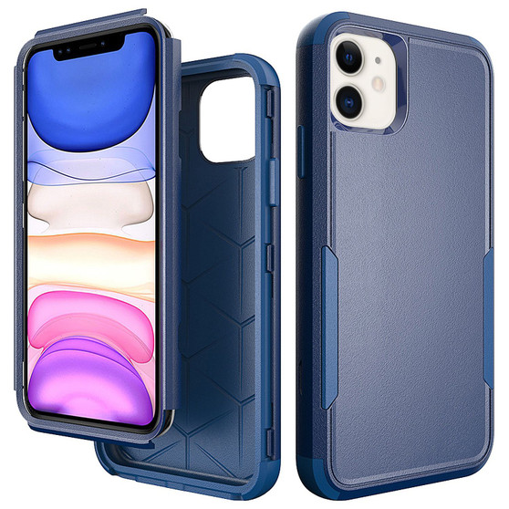 Cubix Capsule Back Cover For Apple iPhone 11 Shockproof Dust Drop Proof 3-Layer Full Body Protection Rugged Heavy Duty Durable Cover Case (Navy Blue)