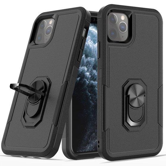 Cubix Mystery Case for Apple iPhone 11 Pro Military Grade Shockproof with Metal Ring Kickstand for Apple iPhone 11 Pro Phone Case - Black