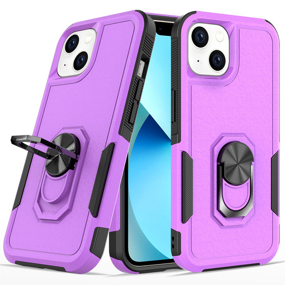 Cubix Mystery Case for Apple iPhone 14 Military Grade Shockproof with Metal Ring Kickstand for Apple iPhone 14 Phone Case - Purple