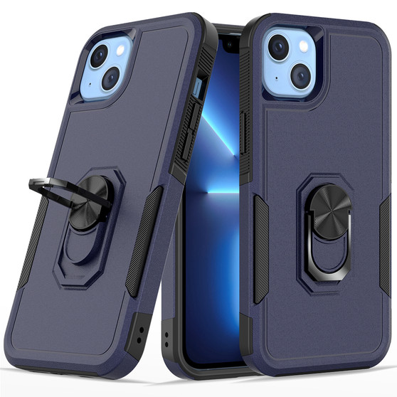 Cubix Mystery Case for Apple iPhone 14 Plus Military Grade Shockproof with Metal Ring Kickstand for Apple iPhone 14 Plus Phone Case - Navy Blue