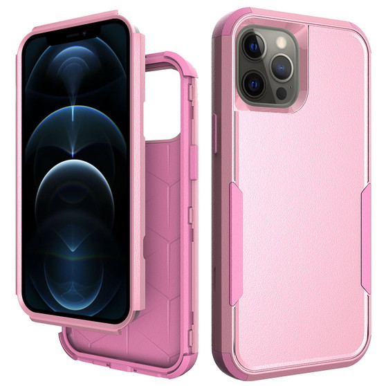 Cubix Capsule Back Cover For Apple iPhone 12 Pro Max (6.7 Inch) Shockproof Dust Drop Proof 3-Layer Full Body Protection Rugged Heavy Duty Durable Cover Case (Pink)