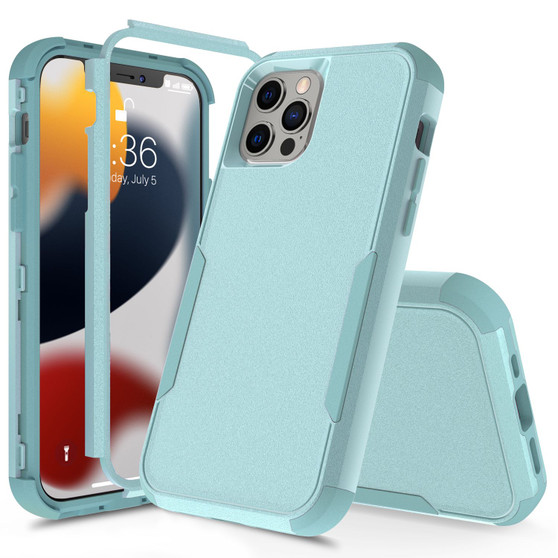 Cubix Capsule Back Cover For Apple iPhone 13 Pro Shockproof Dust Drop Proof 3-Layer Full Body Protection Rugged Heavy Duty Durable Cover Case (Aqua)