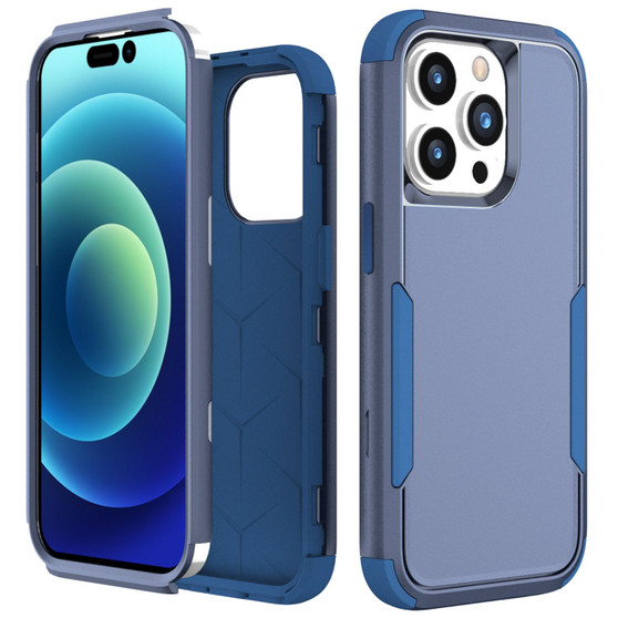 Cubix Capsule Back Cover For Apple iPhone 14 Pro Shockproof Dust Drop Proof 3-Layer Full Body Protection Rugged Heavy Duty Durable Cover Case (Navy Blue)