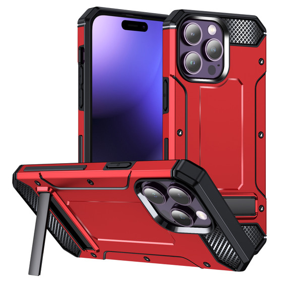 Cubix [Tough Armor] Case for Apple iPhone 14 Pro [Military-Grade Drop Tested] Slim Rugged Defense Shield Shock Resistant Hybrid Heavy Duty Back Cover Kickstand (Red)