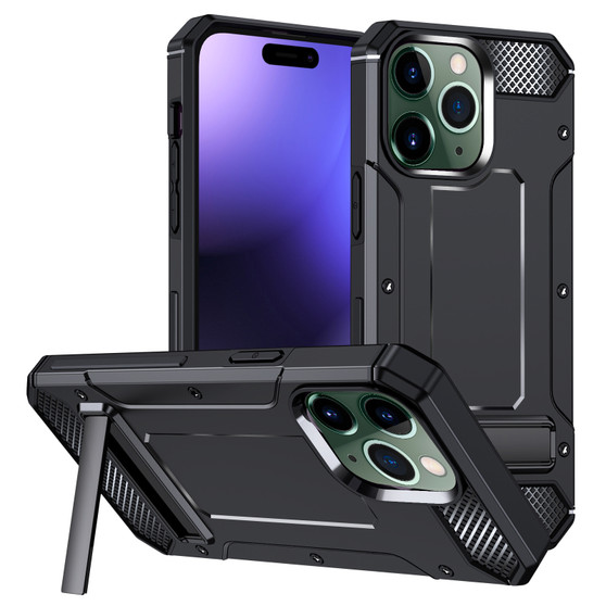 Cubix [Tough Armor] Case for Apple iPhone 12 Pro Max (6.7 Inch) [Military-Grade Drop Tested] Slim Rugged Defense Shield Shock Resistant Hybrid Heavy Duty Back Cover Kickstand (Black)
