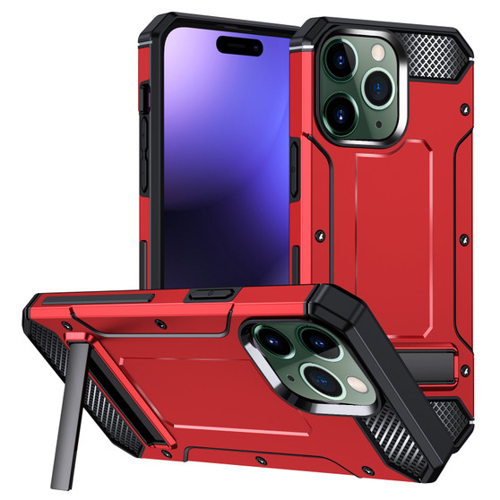Cubix [Tough Armor] Case for Apple iPhone 12 Pro Max (6.7 Inch) [Military-Grade Drop Tested] Slim Rugged Defense Shield Shock Resistant Hybrid Heavy Duty Back Cover Kickstand (Red)