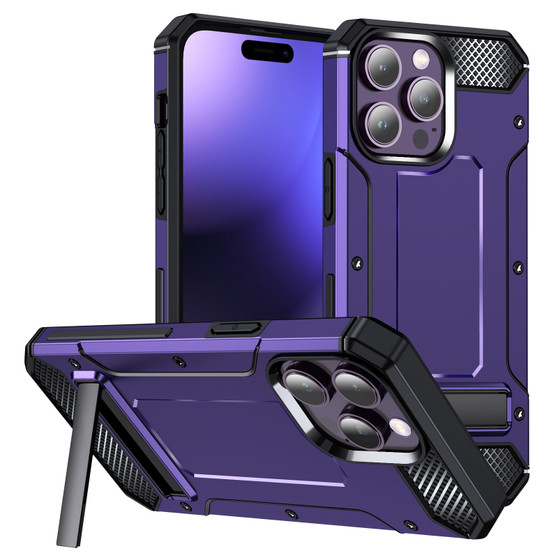 Cubix [Tough Armor] Case for Apple iPhone 13 Pro [Military-Grade Drop Tested] Slim Rugged Defense Shield Shock Resistant Hybrid Heavy Duty Back Cover Kickstand (Purple)