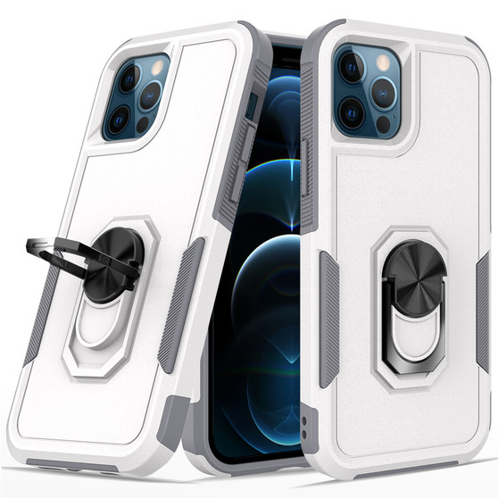 Cubix Mystery Case for Apple iPhone 12 Pro / iPhone 12 (6.1 Inch) Military Grade Shockproof with Metal Ring Kickstand for Apple iPhone 12 Pro / iPhone 12 (6.1 Inch) Phone Case - White
