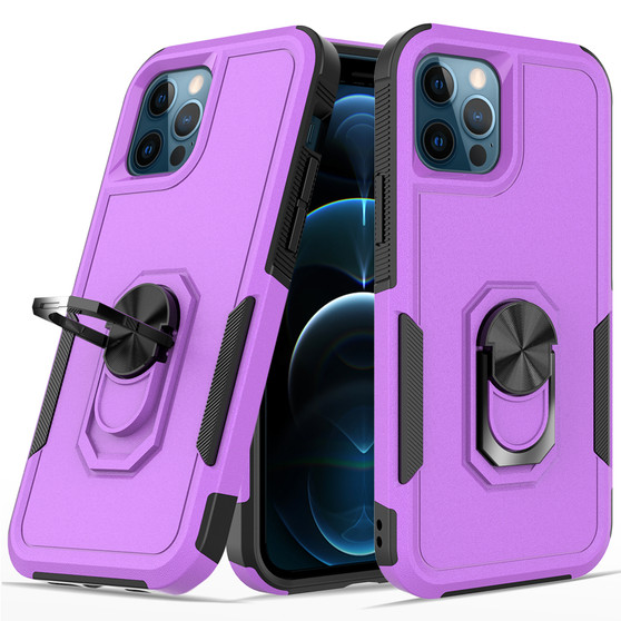 Cubix Mystery Case for Apple iPhone 12 Pro / iPhone 12 (6.1 Inch) Military Grade Shockproof with Metal Ring Kickstand for Apple iPhone 12 Pro / iPhone 12 (6.1 Inch) Phone Case - Purple