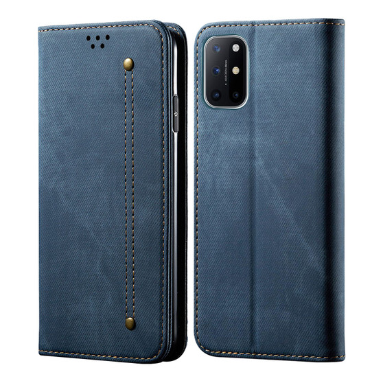 Cubix Denim Flip Cover for OnePlus 8T Case Premium Luxury Slim Wallet Folio Case Magnetic Closure Flip Cover with Stand and Credit Card Slot (Blue)
