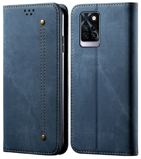 Cubix Denim Flip Cover for Infinix Note 10 Pro Case Premium Luxury Slim Wallet Folio Case Magnetic Closure Flip Cover with Stand and Credit Card Slot (Blue)