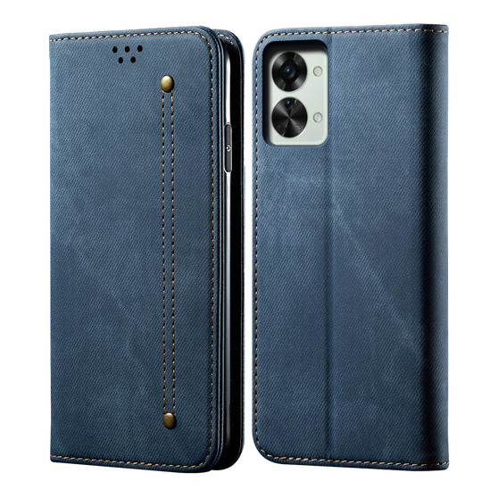 Cubix Denim Flip Cover for OnePlus Nord 2T Case Premium Luxury Slim Wallet Folio Case Magnetic Closure Flip Cover with Stand and Credit Card Slot (Blue)