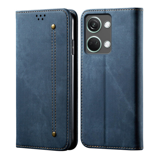 Cubix Denim Flip Cover for OnePlus Nord 3 Case Premium Luxury Slim Wallet Folio Case Magnetic Closure Flip Cover with Stand and Credit Card Slot (Blue)