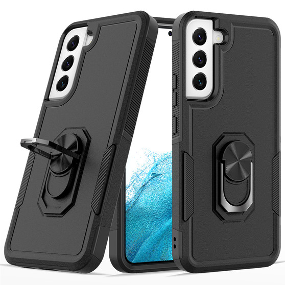Cubix Mystery Case for Samsung Galaxy S22 Plus Military Grade Shockproof with Metal Ring Kickstand for Samsung Galaxy S22 Plus Phone Case - Black