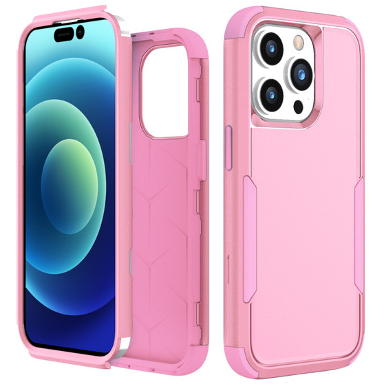 Cubix Capsule Back Cover For Apple iPhone 15 Pro Shockproof Dust Drop Proof 3-Layer Full Body Protection Rugged Heavy Duty Durable Cover Case (Pink)
