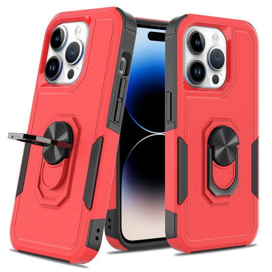 Cubix Mystery Case for Apple iPhone 15 Pro Military Grade Shockproof with Metal Ring Kickstand for Apple iPhone 15 Pro Phone Case - Red