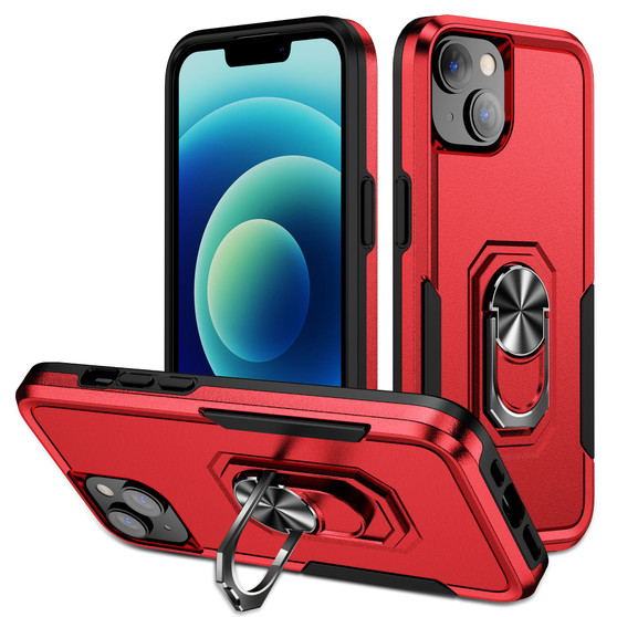 Cubix Defender Back Cover For Apple iPhone 14 Plus Shockproof Dust Drop Proof 2-Layer Full Body Protection Rugged Heavy Duty Ring Cover Case (Red)