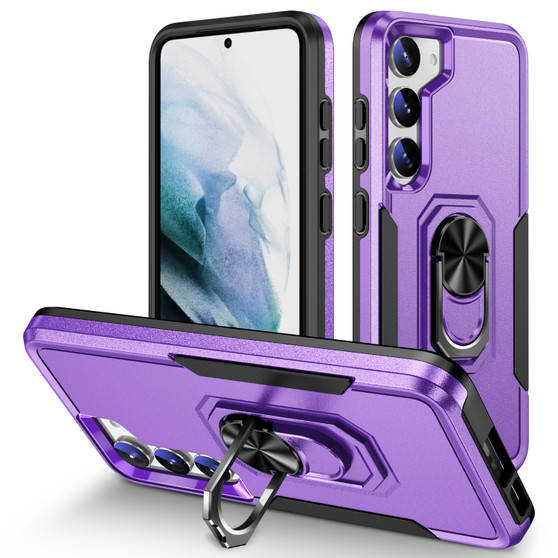 Cubix Defender Back Cover For Samsung Galaxy S23 Plus Shockproof Dust Drop Proof 2-Layer Full Body Protection Rugged Heavy Duty Ring Cover Case (Purple)