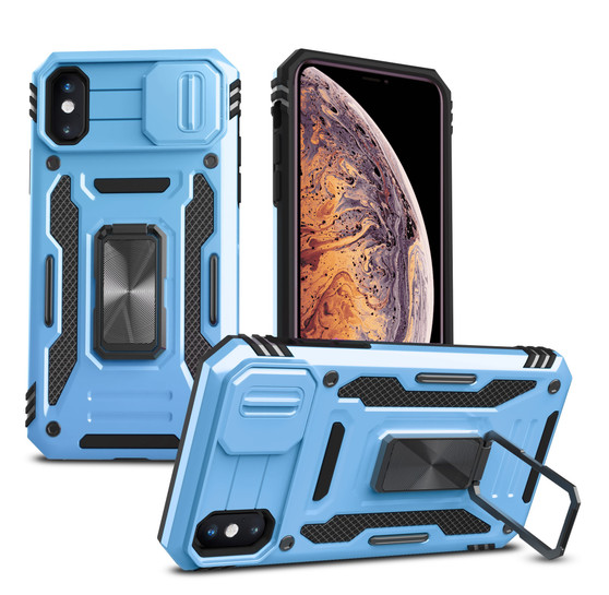 Cubix Artemis Series Back Cover for Apple iPhone XS / iPhone X (5.8 Inch) Case with Stand & Slide Camera Cover Military Grade Drop Protection Case for Apple iPhone XS / iPhone X (5.8 Inch) (Sky Blue) 