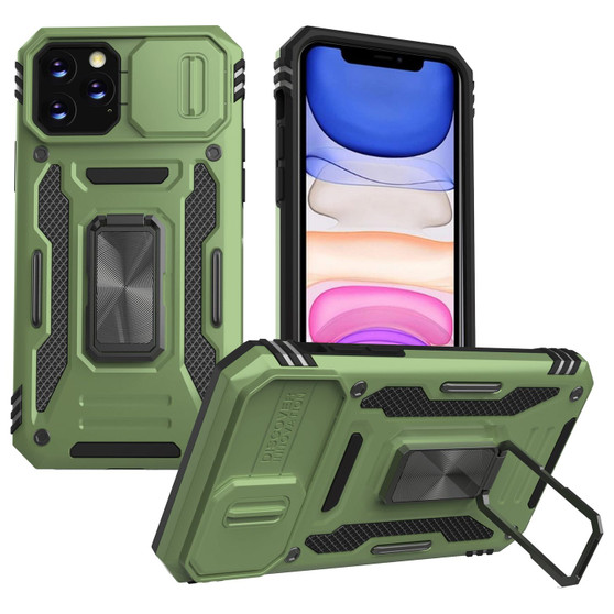 Cubix Artemis Series Back Cover for Apple iPhone 11 Pro Max Case with Stand & Slide Camera Cover Military Grade Drop Protection Case for Apple iPhone 11 Pro Max (Olive Green) 