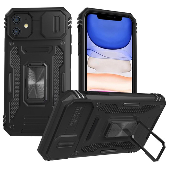 Cubix Artemis Series Back Cover for Apple iPhone 11 Case with Stand & Slide Camera Cover Military Grade Drop Protection Case for Apple iPhone 11 (Black) 