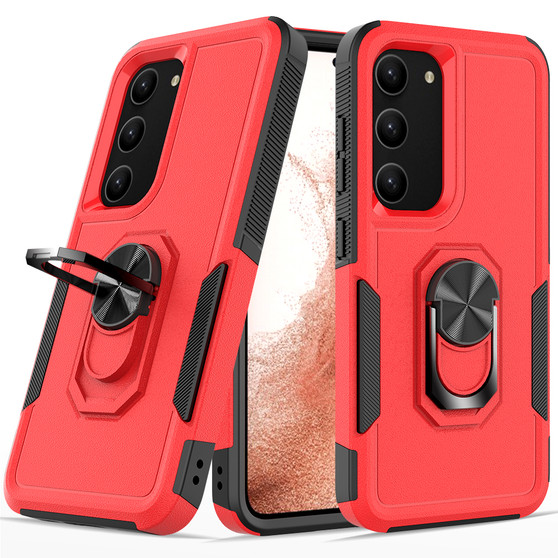 Cubix Mystery Case for Samsung Galaxy S23 Military Grade Shockproof with Metal Ring Kickstand for Samsung Galaxy S23 Phone Case - Red