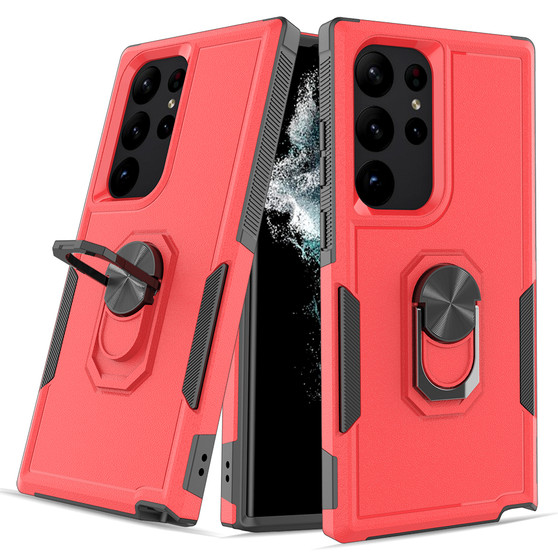 Cubix Mystery Case for Samsung Galaxy S23 Ultra Military Grade Shockproof with Metal Ring Kickstand for Samsung Galaxy S23 Ultra Phone Case - Red