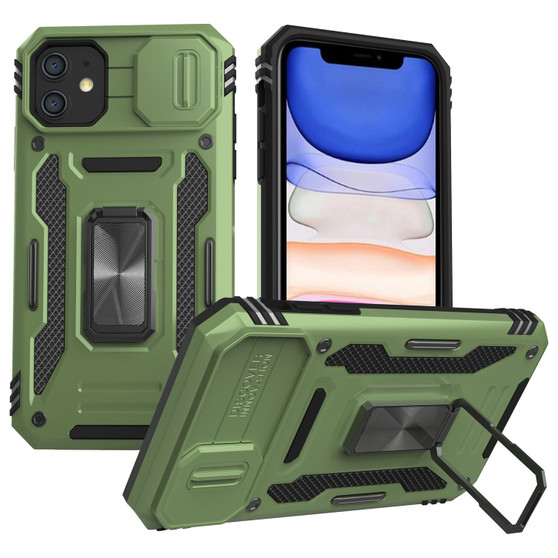 Cubix Artemis Series Back Cover for Apple iPhone 11 Case with Stand & Slide Camera Cover Military Grade Drop Protection Case for Apple iPhone 11 (Olive Green) 