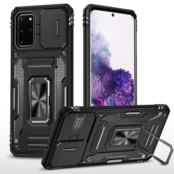 Cubix Artemis Series Back Cover for Samsung Galaxy S20 Plus Case with Stand & Slide Camera Cover Military Grade Drop Protection Case for Samsung Galaxy S20 Plus (Black) 