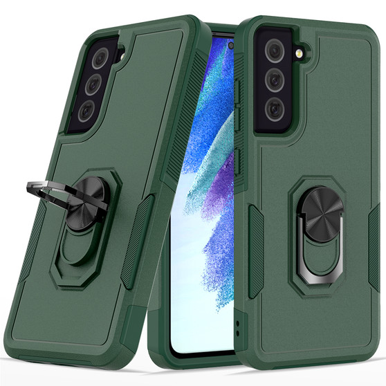 Cubix Mystery Case for Samsung Galaxy S21 FE Military Grade Shockproof with Metal Ring Kickstand for Samsung Galaxy S21 FE Phone Case - Olive Green