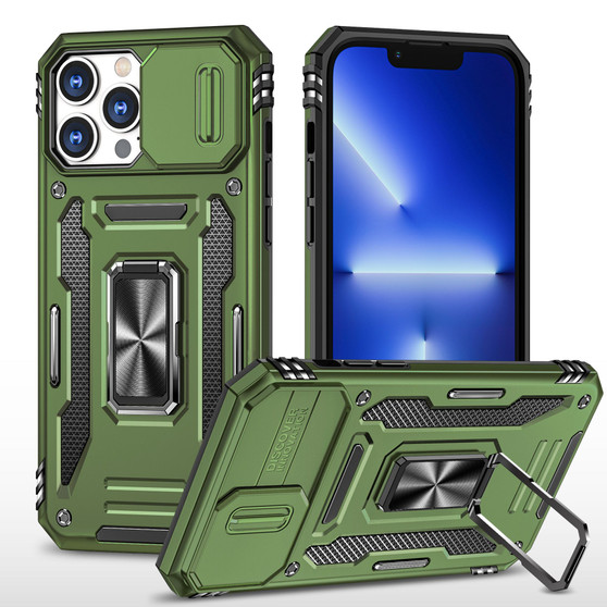 Cubix Artemis Series Back Cover for Apple iPhone 13 Pro Max Case with Stand & Slide Camera Cover Military Grade Drop Protection Case for Apple iPhone 13 Pro Max (Olive Green) 
