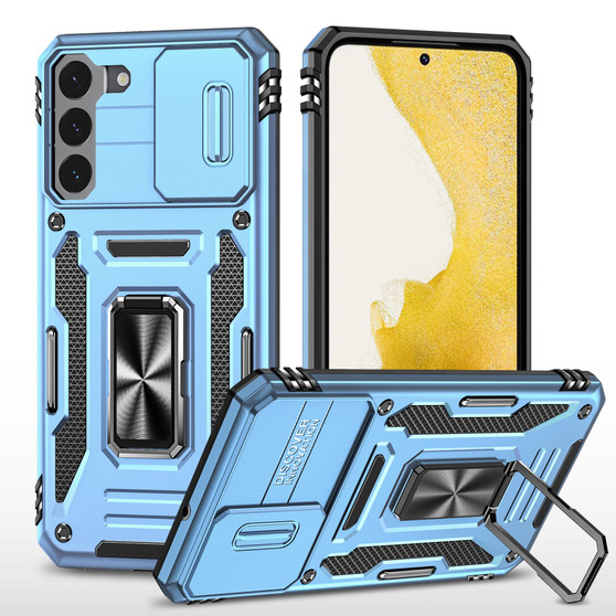 Cubix Artemis Series Back Cover for Samsung Galaxy S22 Plus Case with Stand & Slide Camera Cover Military Grade Drop Protection Case for Samsung Galaxy S22 Plus (Sky Blue) 