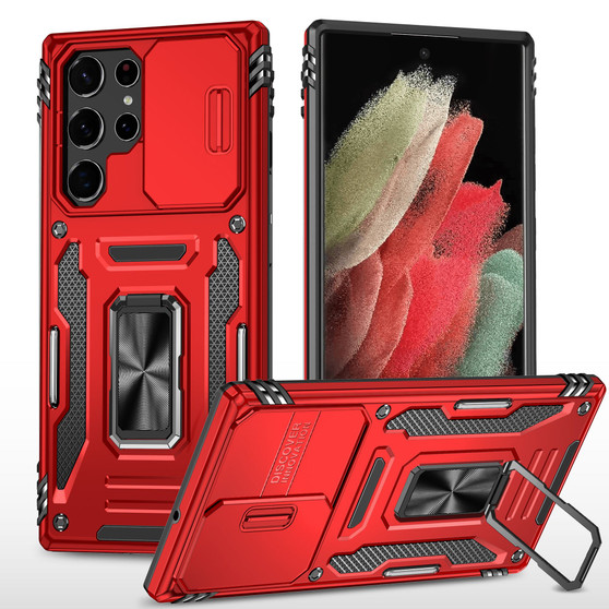 Cubix Artemis Series Back Cover for Samsung Galaxy S22 Ultra Case with Stand & Slide Camera Cover Military Grade Drop Protection Case for Samsung Galaxy S22 Ultra (Red) 