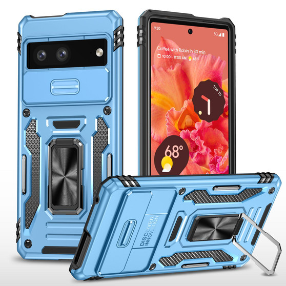 Cubix Artemis Series Back Cover for Google Pixel 7 Case with Stand & Slide Camera Cover Military Grade Drop Protection Case for Google Pixel 7 (Sky Blue) 