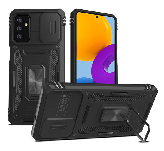 Cubix Artemis Series Back Cover for Samsung Galaxy M52 5G Case with Stand & Slide Camera Cover Military Grade Drop Protection Case for Samsung Galaxy M52 5G (Black) 