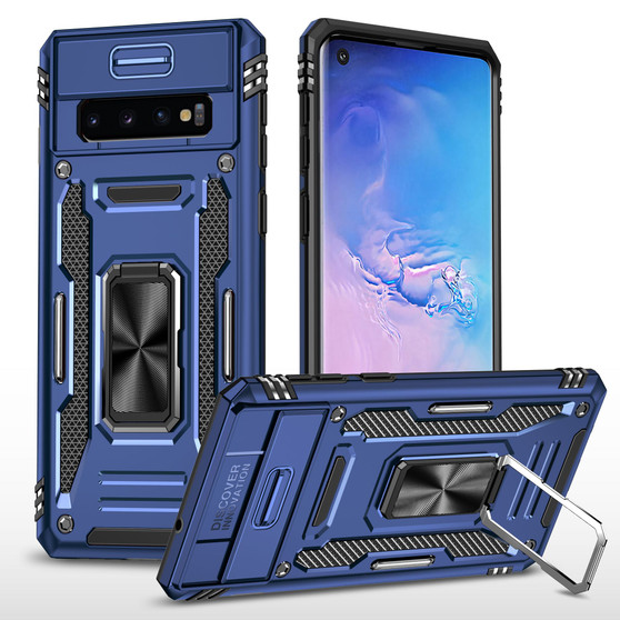 Cubix Artemis Series Back Cover for Samsung Galaxy S10 Case with Stand & Slide Camera Cover Military Grade Drop Protection Case for Samsung Galaxy S10 (Navy Blue) 