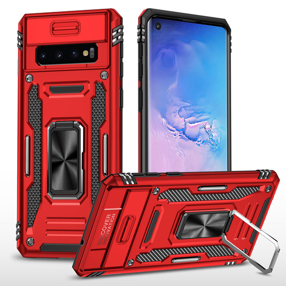 Cubix Artemis Series Back Cover for Samsung Galaxy S10 Case with Stand & Slide Camera Cover Military Grade Drop Protection Case for Samsung Galaxy S10 (Red) 