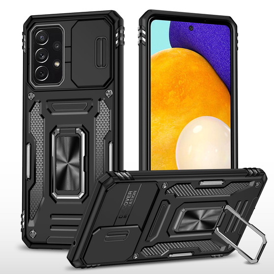 Cubix Artemis Series Back Cover for Samsung Galaxy A52 / Galaxy A52s 5G Case with Stand & Slide Camera Cover Military Grade Drop Protection Case for Samsung Galaxy A52 / Galaxy A52s 5G (Black) 