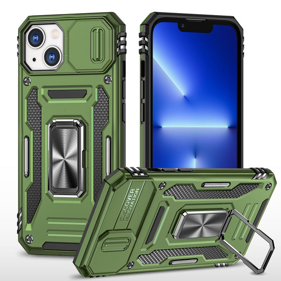 Cubix Artemis Series Back Cover for Apple iPhone 14 Case with Stand & Slide Camera Cover Military Grade Drop Protection Case for Apple iPhone 14 (Olive Green) 
