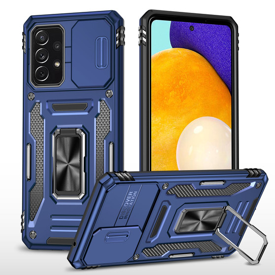 Cubix Artemis Series Back Cover for Samsung Galaxy A72 Case with Stand & Slide Camera Cover Military Grade Drop Protection Case for Samsung Galaxy A72 (Navy Blue) 