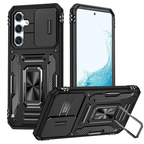Cubix Artemis Series Back Cover for Samsung Galaxy A34 5G Case with Stand & Slide Camera Cover Military Grade Drop Protection Case for Samsung Galaxy A34 5G (Black) 