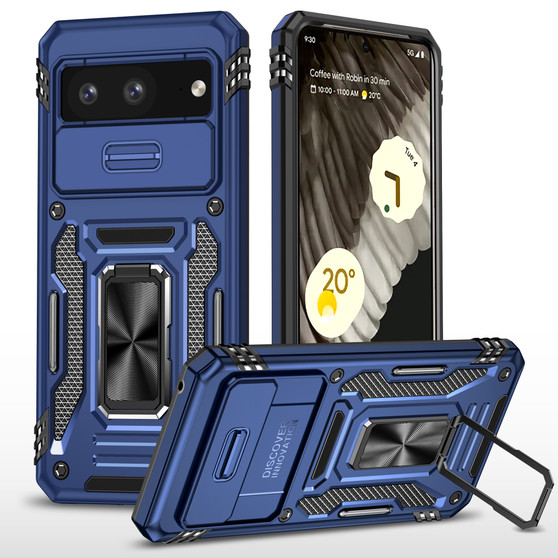 Cubix Artemis Series Back Cover for Google Pixel 8 Case with Stand & Slide Camera Cover Military Grade Drop Protection Case for Google Pixel 8 (Navy Blue) 
